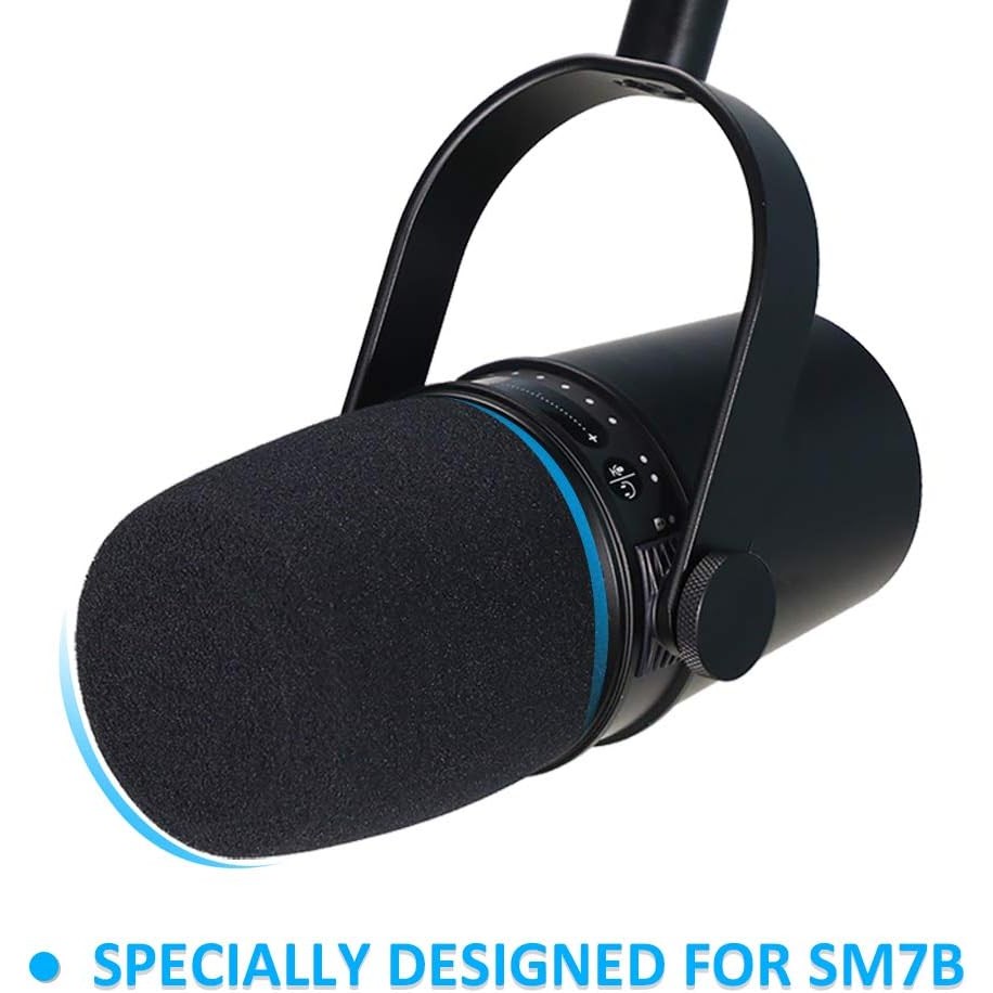 SUNMON Shure MV7 Pop Filter Foam Cover - Professional Mic Windshield Wind Cover ใช้งานร่วมกับ Shure 