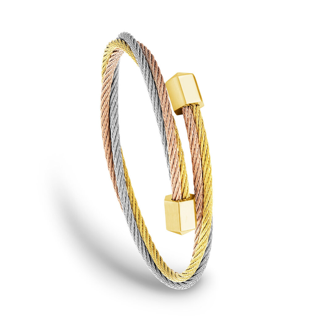 CHARRIOL กำไล 04-2004-1276-1 Yellow Rose Light Grey Celtic Bangle Triquetra