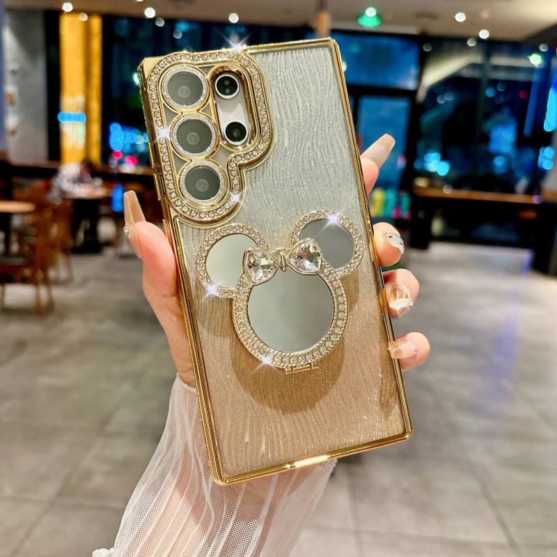 Bling Glitter เพชรน้ํา Pipple รูปแบบหัวแมวสําหรับ Samsung A56 A36 A26 A16 A55 54 A53 A52 A35 A25 A15 A34 A73 เลนส์ป้องกันนุ่มกันกระแทก