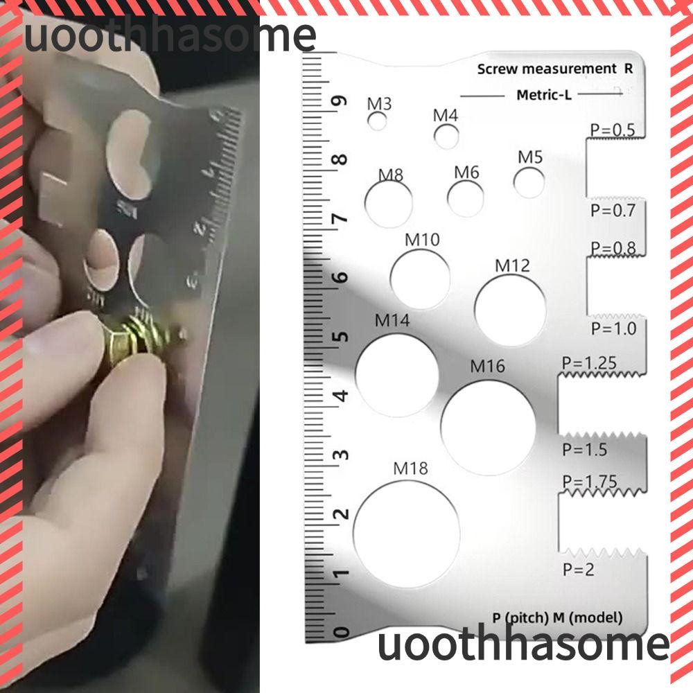 UOTHHASOME ไม้บรรทัดวัดสกรู, ประหยัดพื้นที่สําหรับบิต Bolt Nut Thread Checker, ทนทานเงินสกรูหัตถกรรม 304 สแตนเลสเครื่องมือวัดใช้ในบ้าน