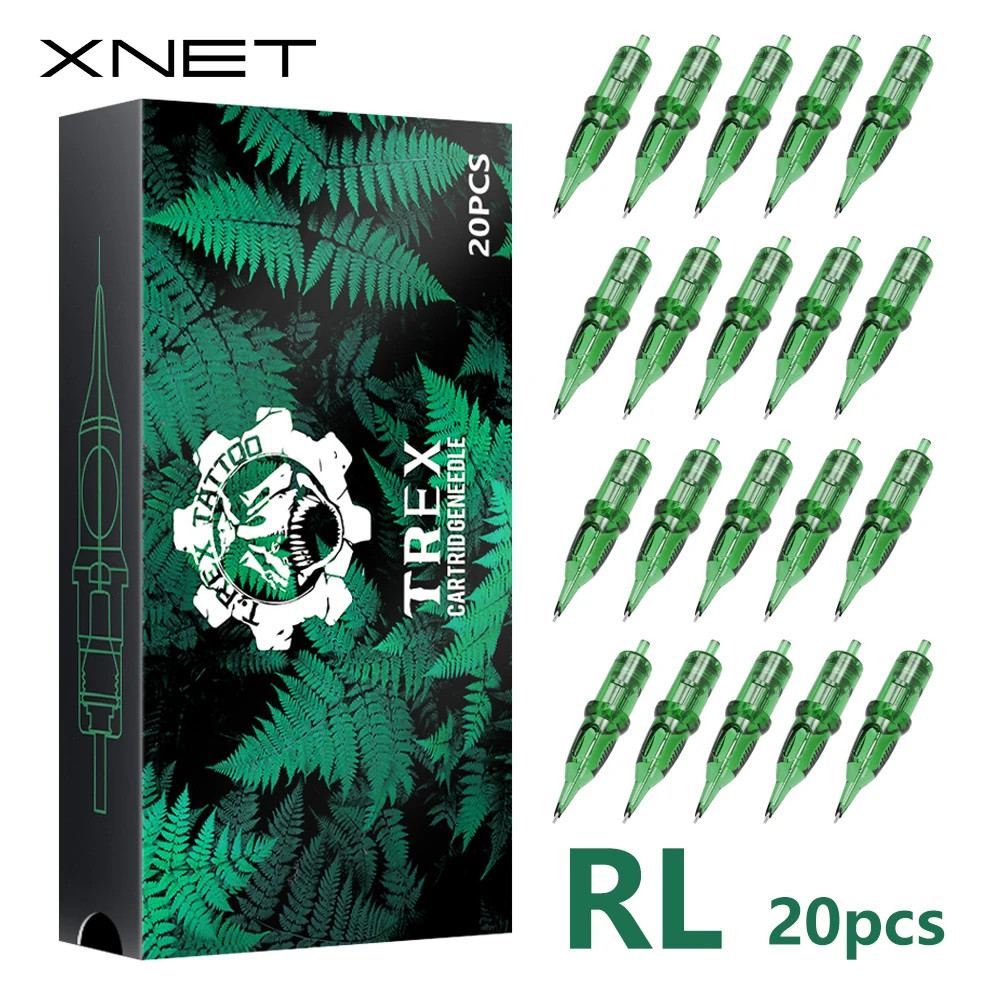 XNET TREX ตลับเข็มสัก 20 ชิ้น ปลอดเชื้อ ใช้แล้วทิ้ง สำหรับเครื่องสักโรตารี ปากกาสัก แบบ Liner ขนาด 1