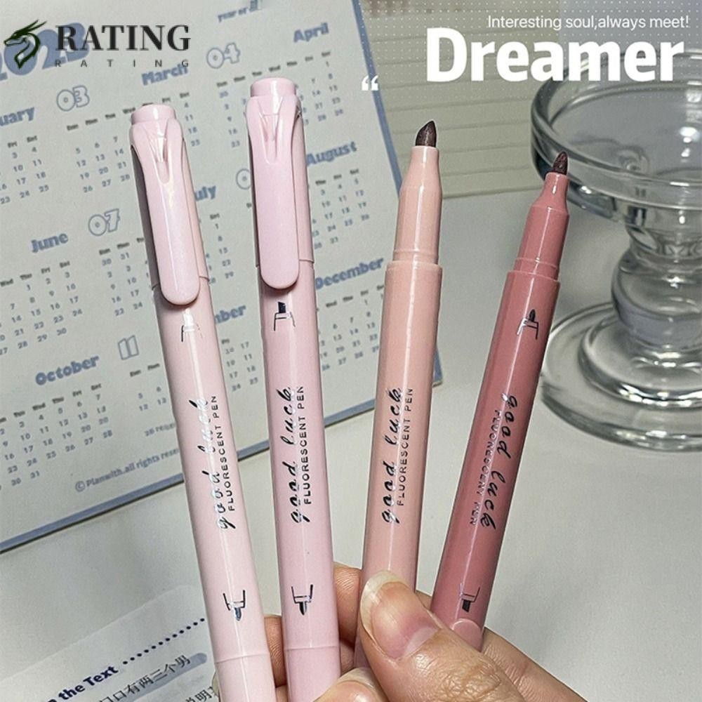 RATIN 4 สี/เซ็ต Highlighter,เครื่องเขียน Double Head Fluorescent Pen,การเรียนรู้Gradient Color Hand 