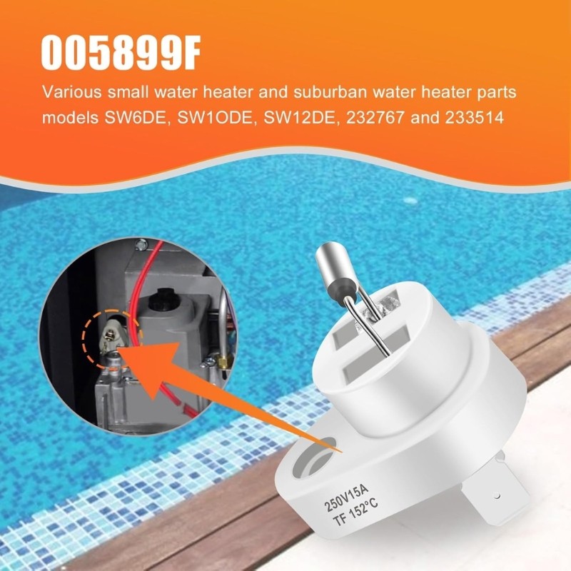 QUIM 2 ชิ้น 152°C Pool เครื่องทําความร้อน Rollout Switches ฟิวส์ความร้อนสําหรับ 005899F ติดตั้งง่าย
