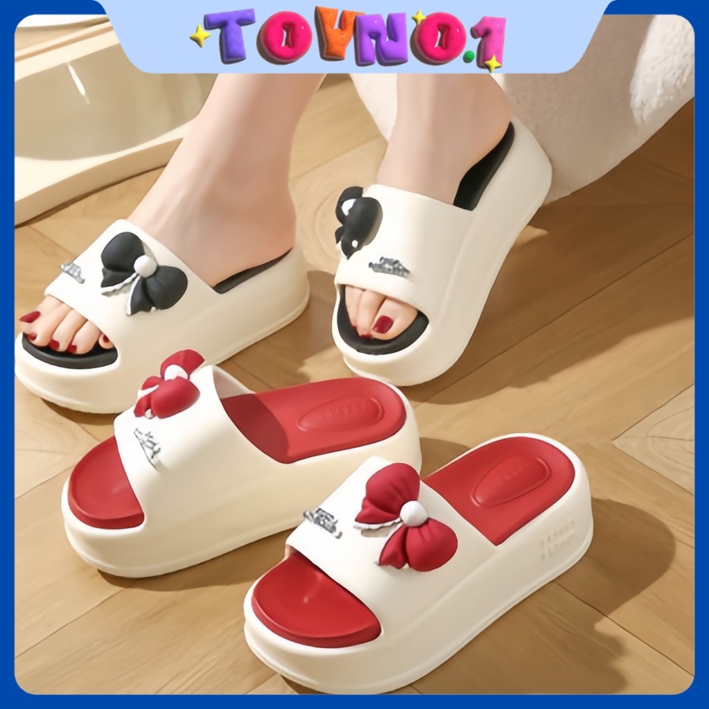 ToyNo.1🧸พร้อมส่ง🧸"LT-8802" รองเท้าแตะสำหรับผู้หญิง แต่งโบว์น่ารัก แฟชั่นเกาหลี พื้นหนา สวมใส่สบาย