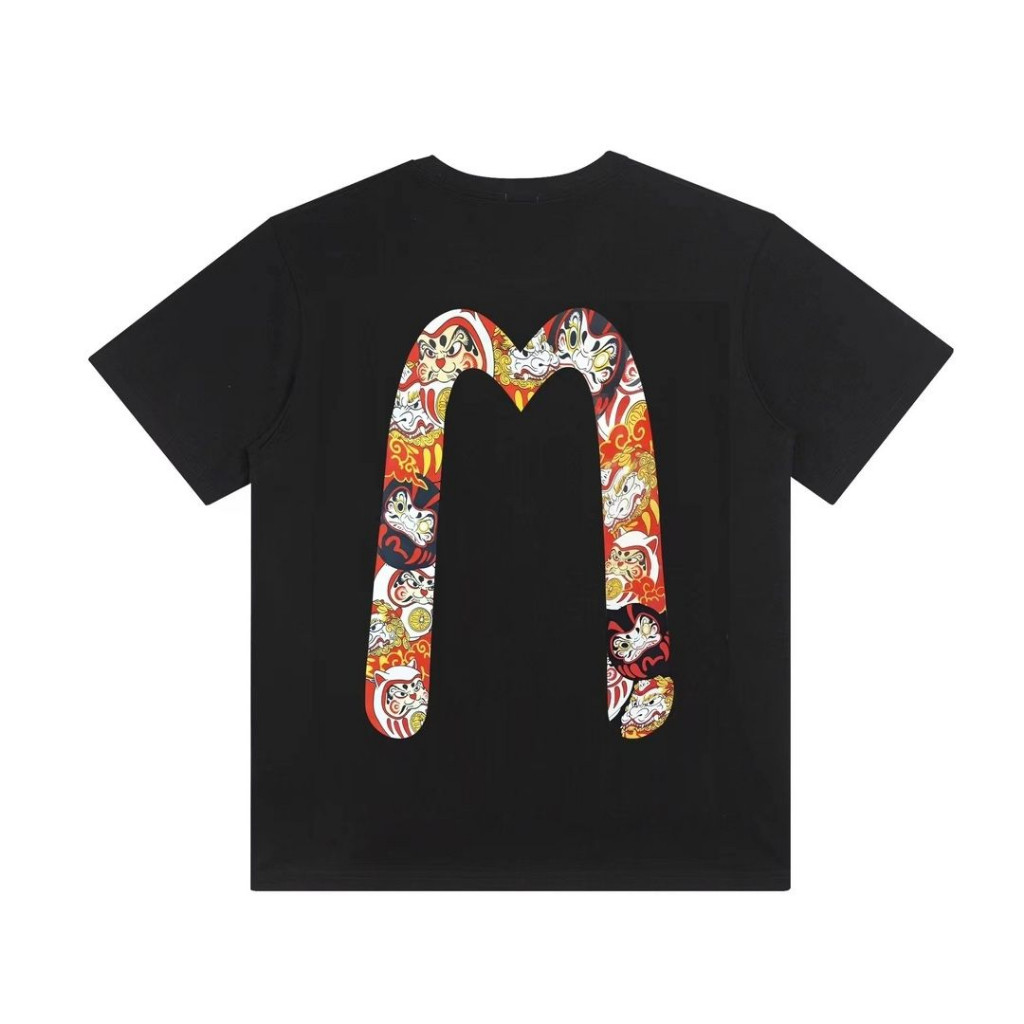 เสื้อยืดสไตล์ญี่ปุ่นแขนสั้น ผ้าฝ้าย สำหรับทั้งผู้ชายและผู้หญิง ลายพิมพ์ตัวอักษรสไตล์บิ๊กเมล็ด คอว่าวงกลม เหมาะสำหรับฤดูร้อน