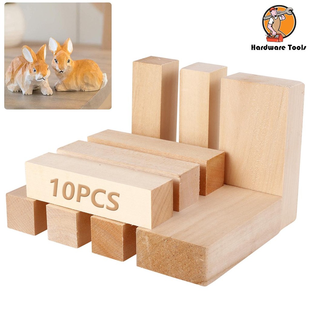 10 ชิ้น บล็อกไม้แกะสลัก ไม้เบสวูดสำหรับแกะสลัก Basswood ไม้เนื้ออ่อน งานฝีมือ แบบไม่เคลือบ 2 ขนาด พกพาง่าย