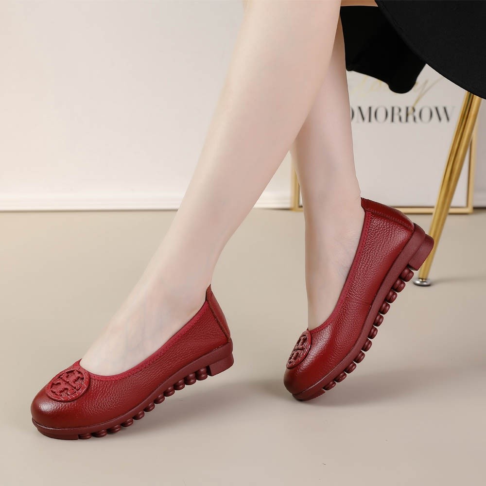 Tory flat ballerina shoes/TorIy burIch Mirror flat ballerina shoes หนังเต็ม