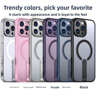 Strong Magnetic พร้อมขาตั้งโลหะเคสโทรศัพท์สําหรับ iPhone 17 16 15 14 13 12 11 Pro Max Plus Air