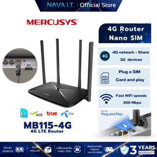 Mercusys MB115-4G เราเตอร์ใส่ซิม 4G LTE Router 300 Mbps Wire…