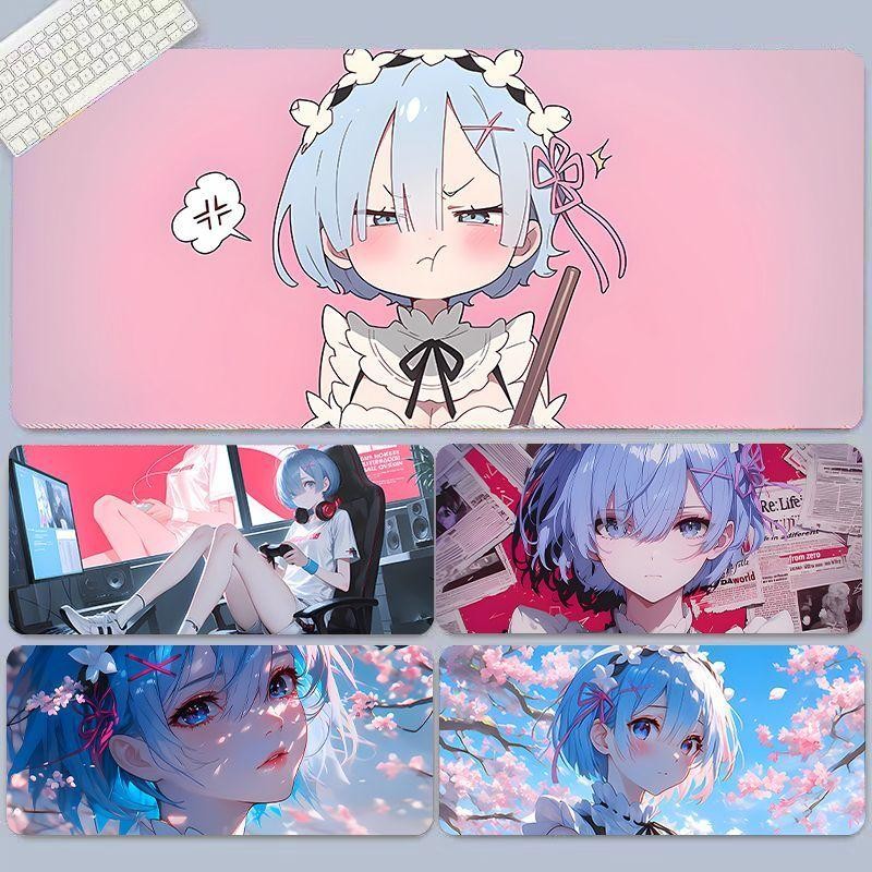 Re:Zero Rem แผ่นรองเมาส์ XL สุดพิเศษ - แผ่นรองโต๊ะ 90x40 ซม. สําหรับคอลเลกชัน Otaku, กันลื่น 3 มม. สําหรับการเล่นเกมอนิเมะ