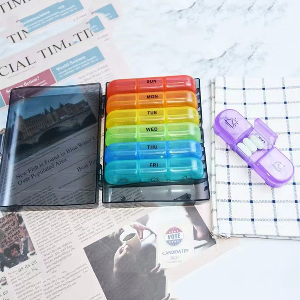 [คลังสินค้าภายในประเทศไทย]แบบพกพา7วันที่มีสีสันกล่องยารายสัปดาห์ผู้ถือแท็บเล็ตจัดเก็บคอนเทนเนอร์กรณีกล่อง - รูปที่ 7