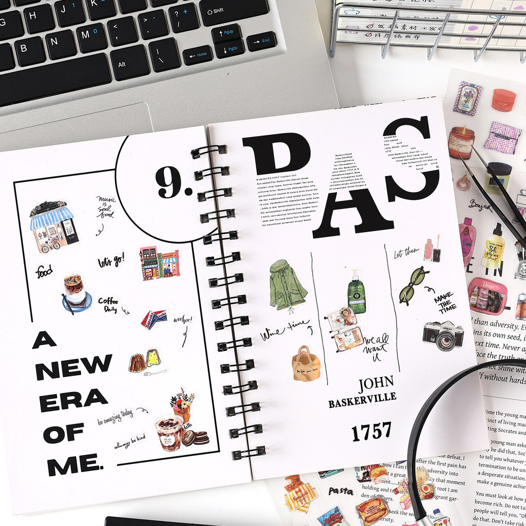 Journamm 6 แผ่น Vintage Scrapbook สติกเกอร์ PET ไดอารี่สติกเกอร์สําหรับ Journaling สติกเกอร์ Scrapbooking Embelishment สติกเกอร์ - รูปที่ 2