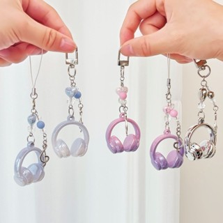 ย2เค สีชมพูสีม่วงไล่โทนสีเพลงหูฟังลูกปัดพวงกุญแจสร้างสรรค์มิ…