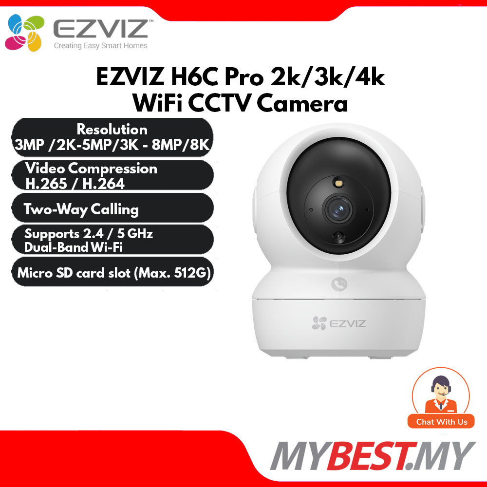 Ezviz H6C Pro 2K/3K/4K Tilt Motion Detection Two Way Talk การติดตามอัตโนมัติ H.265 Security 5G WiFi 