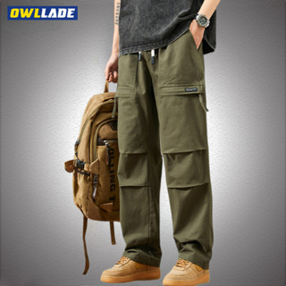OWLLADE กางเกง cargo baggy loose สำหรับผู้ชาย ทำจากผ้าฝ้ายร้…