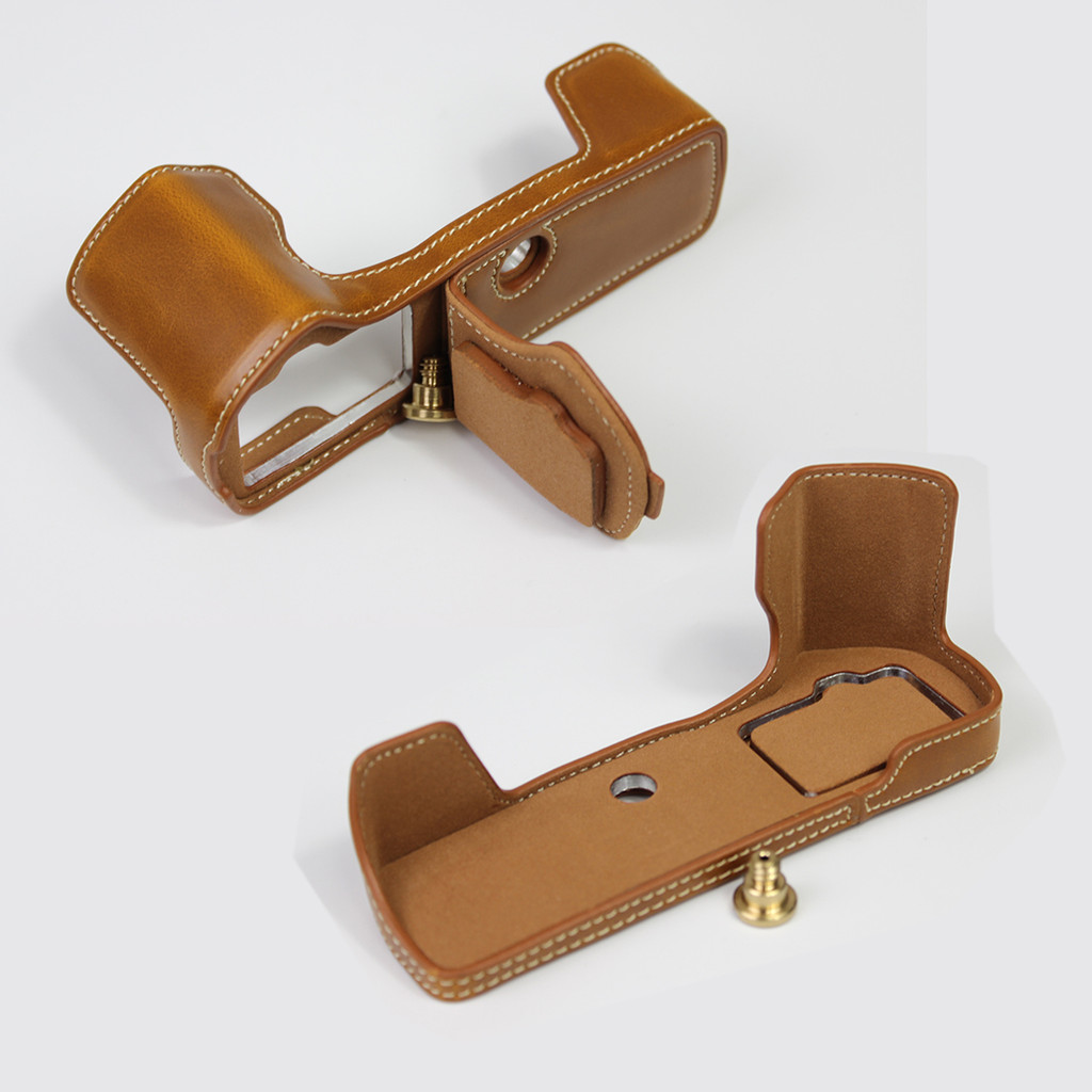 เคสหนัง PU กระเป๋ากล้องสําหรับ Olympus E-M5 Mark III OMD EM5III E-M5 MarkIII ครึ่งด้านล่างกรณี