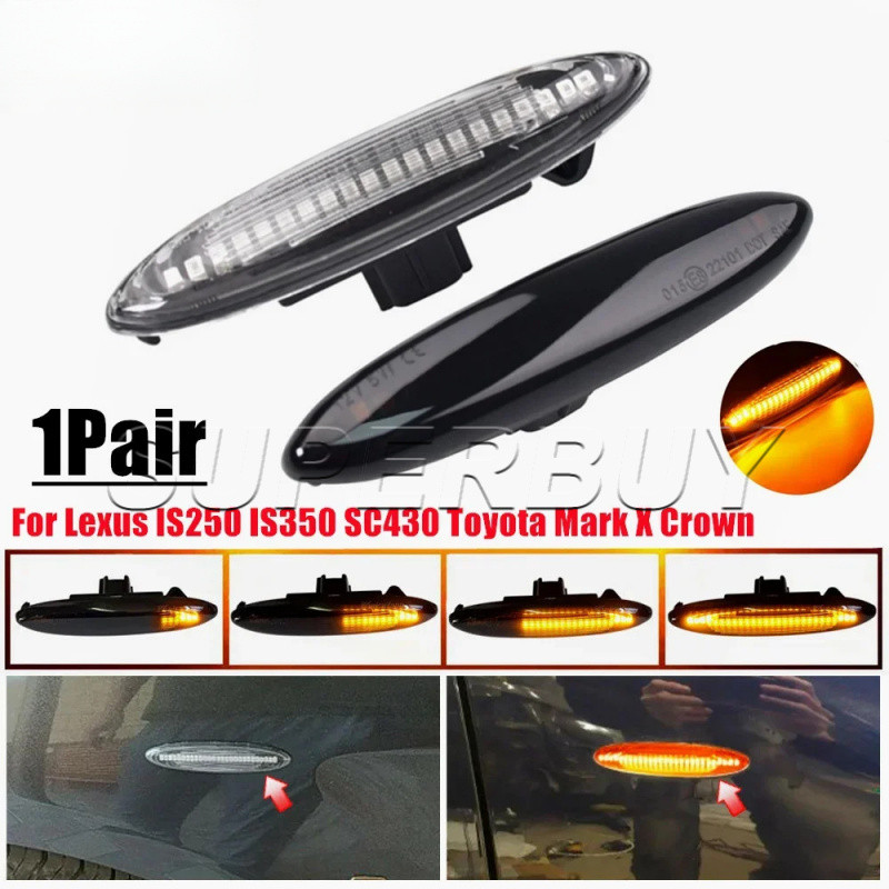 2PCS Led แบบไดนามิกด้านข้างไฟเลี้ยวไฟสัญญาณสําหรับ Lexus IS250 IS350 SC430 สําหรับ Toyota MARK X REI