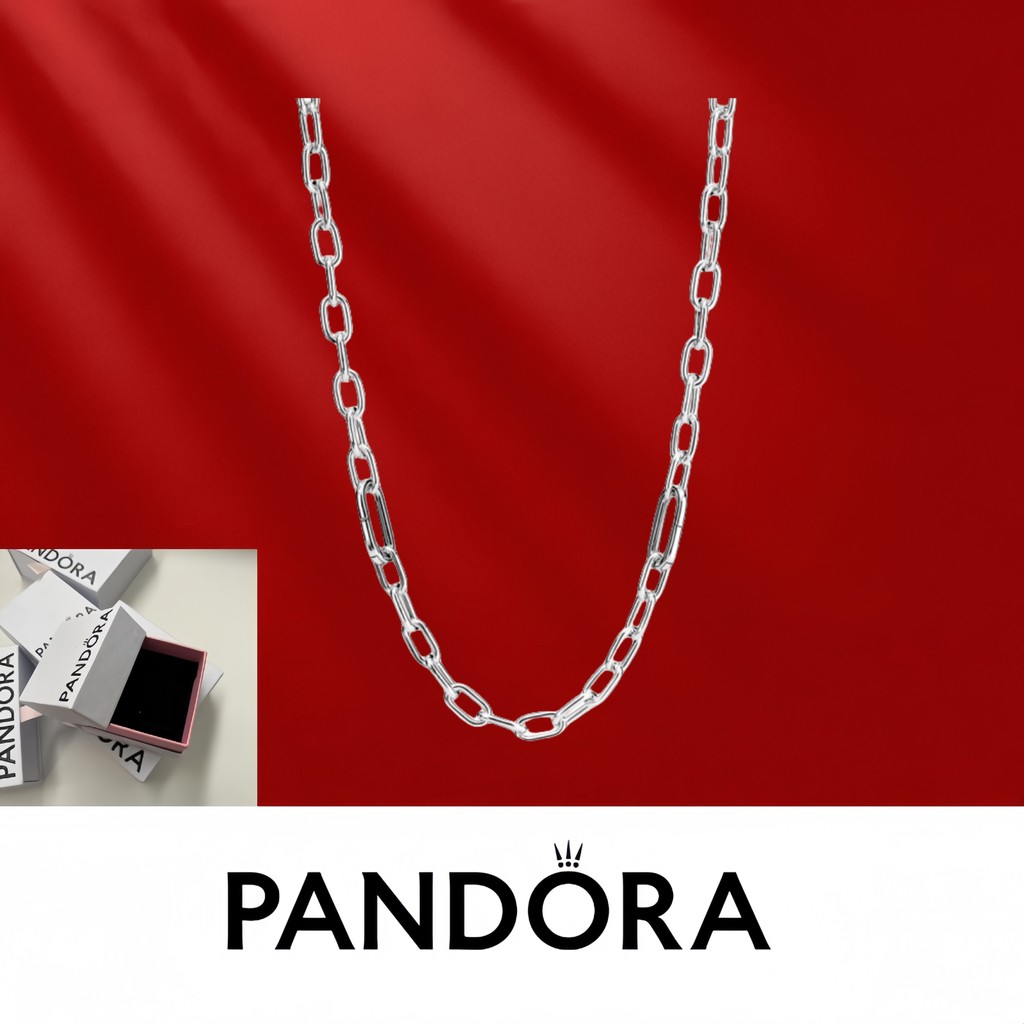 เครื่องประดับเงินแท้ Pandora S925 (พร้อมกล่องบรรจุภัณฑ์) สร้อยคอโซ่ Small-Link  	399685ซี00