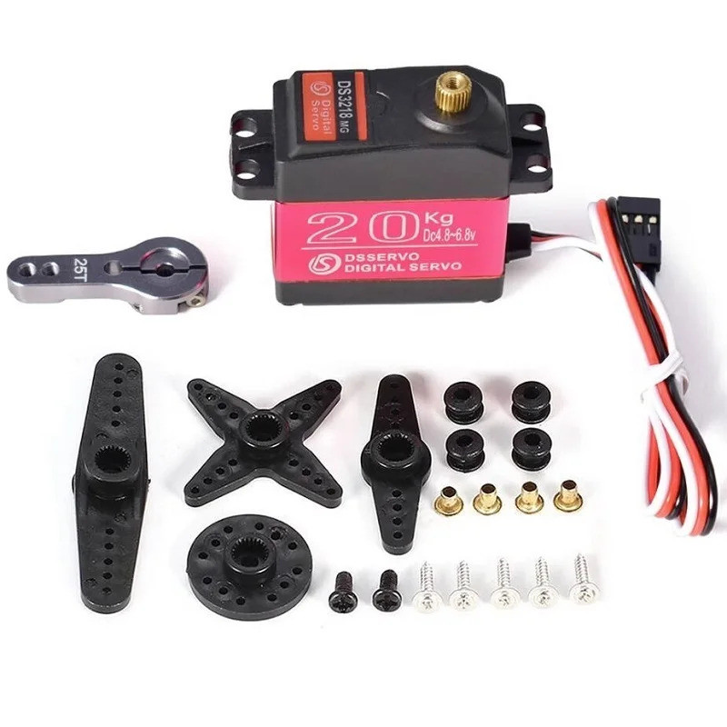 DS3218 เซอร์โวกันน้ําพร้อมเกียร์โลหะ DS3218MG 20KG 180° 270° เซอร์โวดิจิตอลสําหรับรถยนต์ อาร์ซี ขนาด