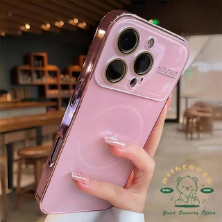 AG อะคริลิคเคลือบแม่เหล็กเคสโทรศัพท์ iphone16 Pro Max 15 14 13 12 11 เคสสําหรับเคส iPhone PC + TPU เปลือกแข็งกันกระแทก