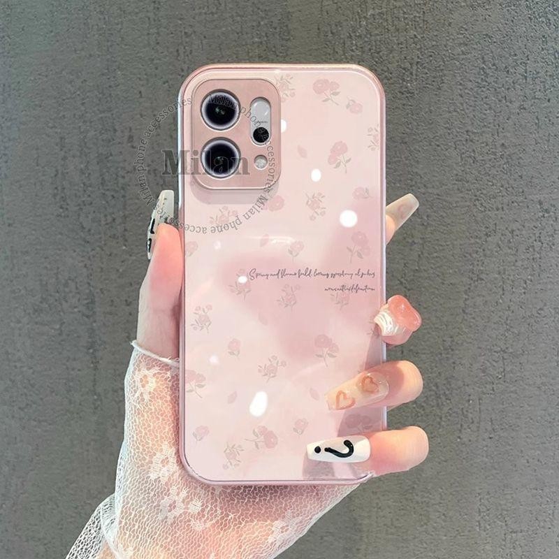 สำหรับ OPPO Reno14 14F 5G เคส OPPO Reno14 Pro เคสลายดอกไม้ผีเสื้อกระจกเหลวแบบครอบเต็มฝาครอบกันกระแทก