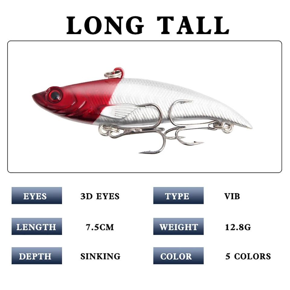 ตัวล่อปลา Vib ขนาด 7.5 ซม. น้ำหนัก 12.8 กรัม มีตา 3D และ Treble Hooks สั่นสะเทือน — صورة 2