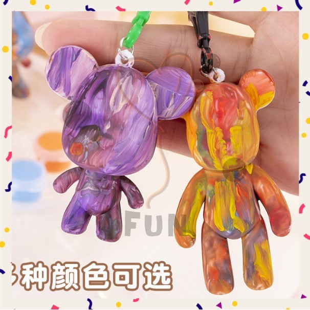 GANTUNGAN Funfinds Bearbrick Mini พวงกุญแจ Handmade / Diy Cat Color Fluid Bear พวงกุญแจ A-GK040