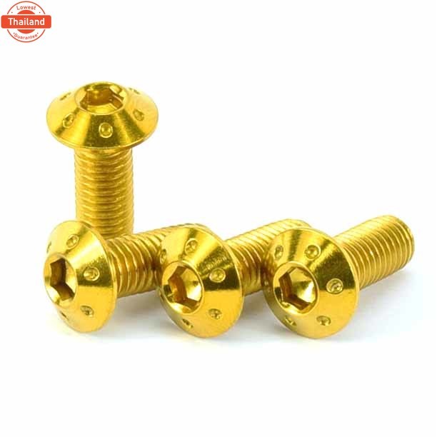 น็อตเลสจานดิสยามาฮ่า/น็อตจานดิสสแตนเลส หัวดอกไม้สีทอง รุ่น Mio/Nouvo/M-Slaz/R15/MT M8เอร์ 12X20แไม่ม