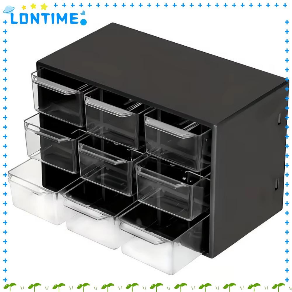 LONTIME เดสก์ท็อปลิ้นชัก Organizer, PVC โปร่งใสกล่องเก็บ,แบบพกพาลิ้นชักขนาดเล็ก 9 กริดกันฝุ่นลิ้นชัก Organizer กล่องสําหรับเครื่องประดับเครื่องสําอาง