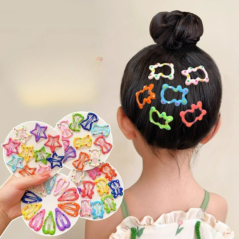 ชุดกิ๊บรัดผมสำหรับเด็ก 4/8 ชิ้น สีสันสดใส แบบเรียบและด้านข้าง