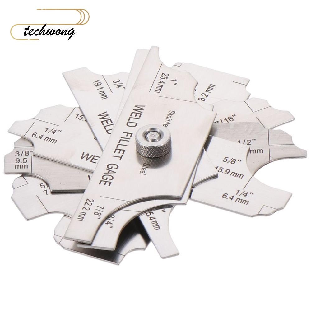 TECHWONG 7PCS เชื่อม Fillet Gages ชุด, MM & นิ้วโลหะเชื่อม, Ulnar เชื่อมวัด 1/8-1 MG-11 เชื่อมตรวจสอ