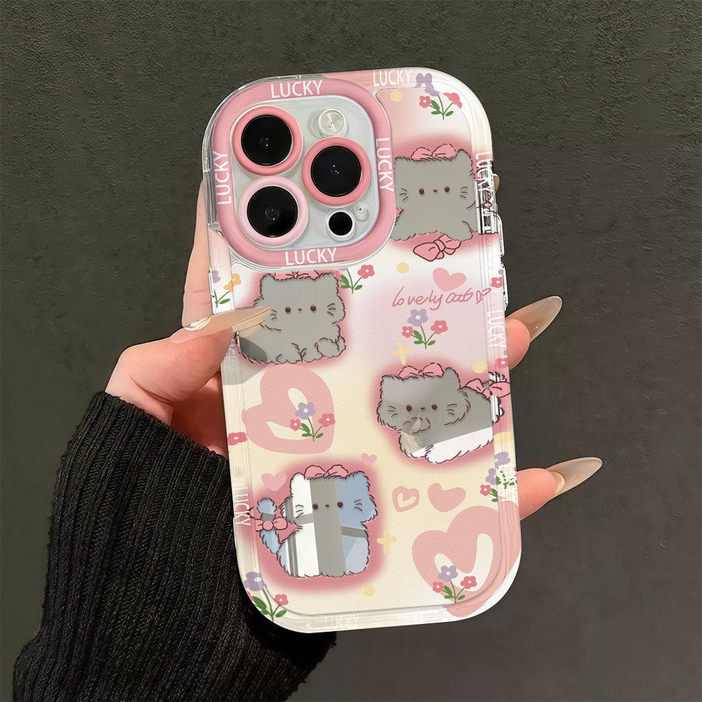 จัดส่งในพื้นที่ ถุงลมนิรภัยกระจก น่ารัก การ์ตูน สวย For IPhone16 15 14 13 11 6 7 8 plus Pro Promax X XR XSMAX