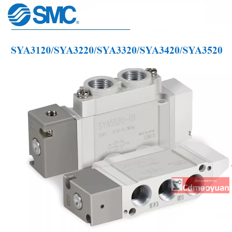 SMC นิวเมติกควบคุมวาล์วนิวเมติก Solenoid วาล์ว SYA3120/SYA3220/SYA3320/SYA3420/SYA3520-M5-C4-C6