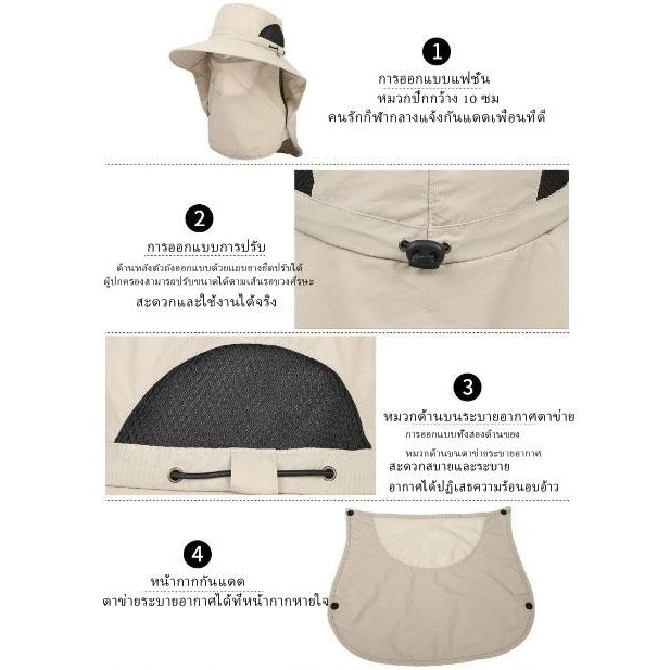 หมวกตกปลา กันแดด กันลม กันน้ำ เหมาะสำหรับตั้งแคมป์และเดินป่า thumbnail 3