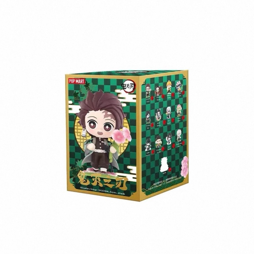 ดาบ Akasa ของแท้ Pop Mart Demon Slayer Birth Flower Series กล่องปริศนารูปของขวัญอินเทรนด์