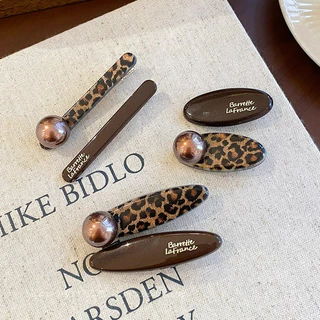 คลิปผมเสือดาวทรงกลม Hairpin ตกแต่งผมแบบBB Barrettes