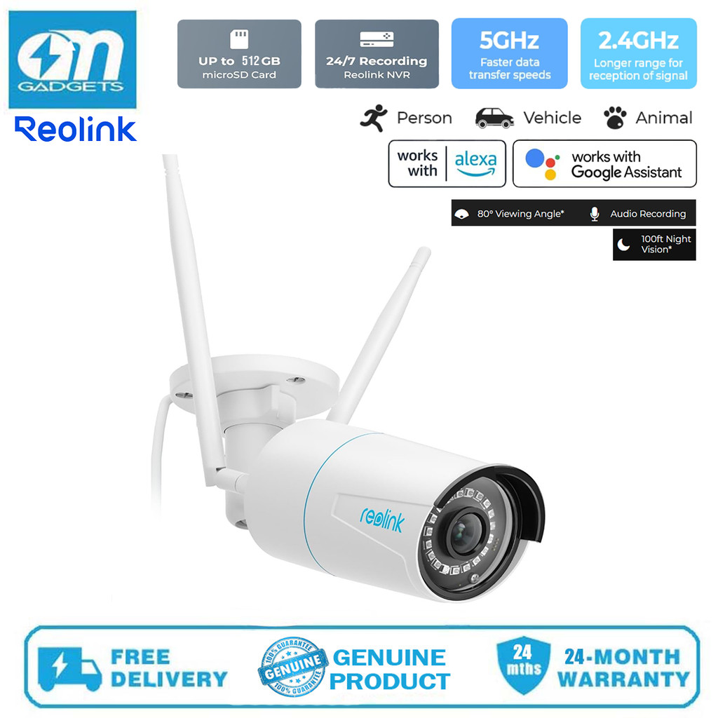 Reolink RLC-510WA กล้องรักษาความปลอดภัย WiFi 5MP กลางแจ้ง, 2.4/5GHz WiFi กล้องวงจรปิด IP กล้อง
