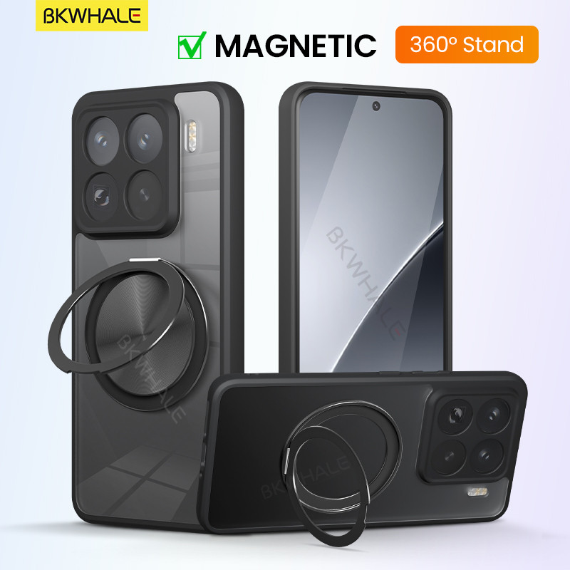 BKWHALE 360° หมุนวงเล็บแม่เหล็กสําหรับXiaomi15 Pro Xiaomi17 Xiaomi 17 Pro Max 15 14 Ultra 13 14T 13T Xiaomi15S Xiaomi15T Pro Poco F6 X7 X6 F7 Pro Clearกรณี