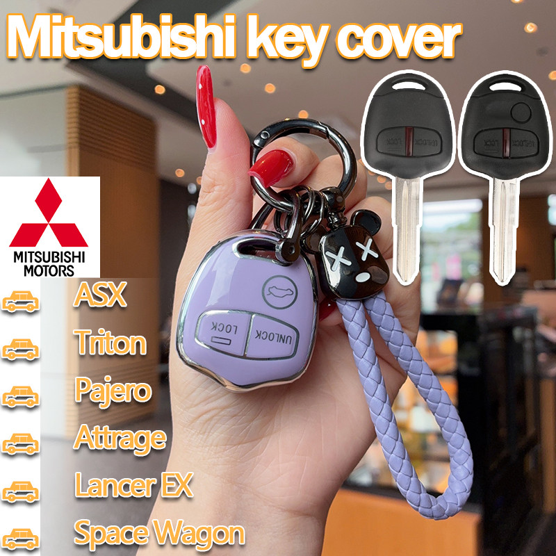 เคสกุญแจรีโมท Mitsubishi สําหรับ ASX/Triton/Pajero/Attrage/Lancer EX/Space Wagon ฝาครอบกุญแจปลอกกุญแจ