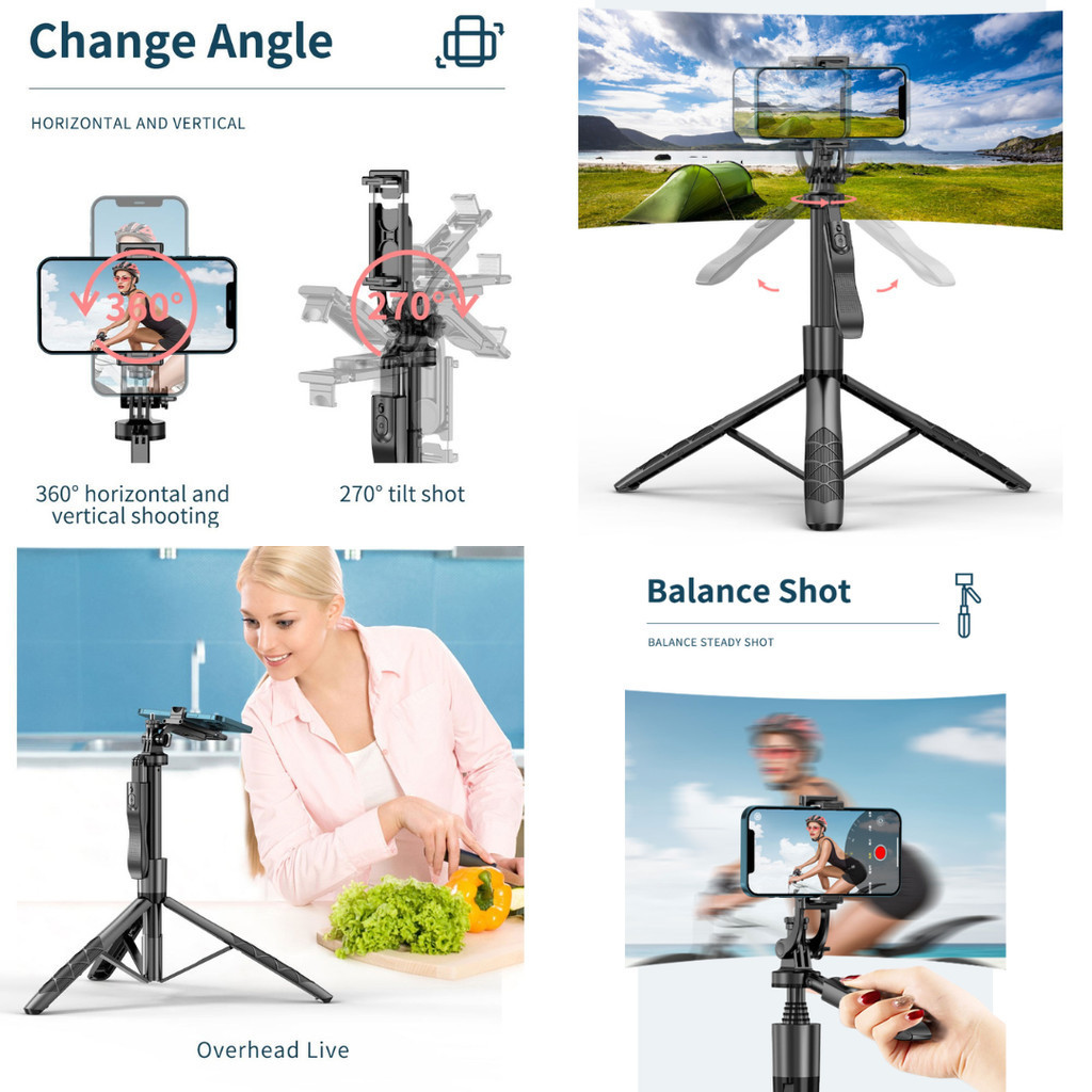 TRASTRE KEELEAD ขาตั้งกล้อง HP กล้องแหนบ Monopod แบบพกพาพร้อมรีโมท - L16