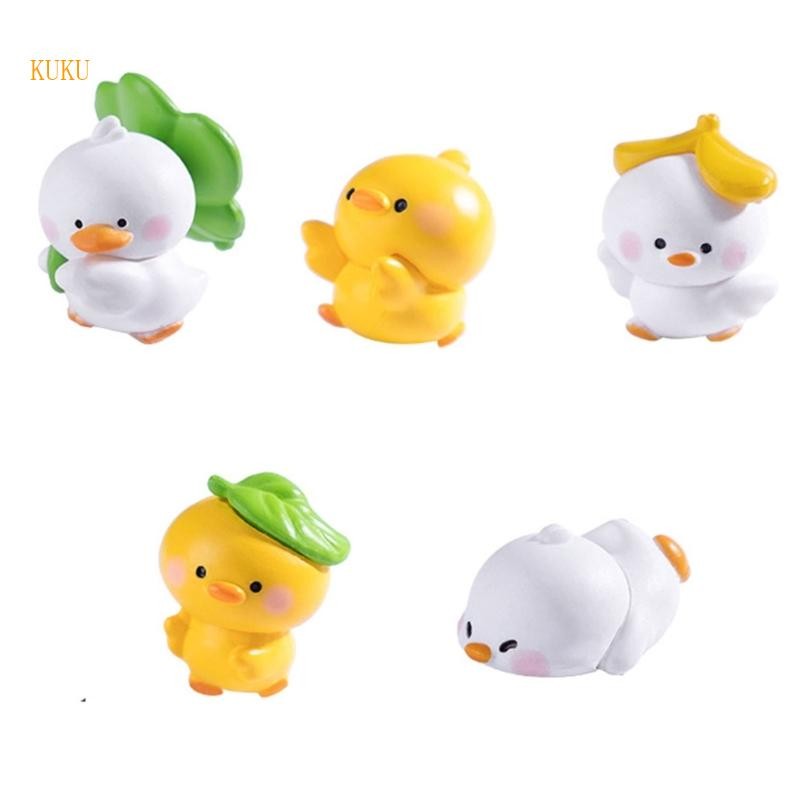 KU * 5 เป็ด Miniature Figurine Resin ตกแต่งน่ารักโต๊ะเครื่องประดับตกแต่งสําหรับ Home Office รถ Dashb