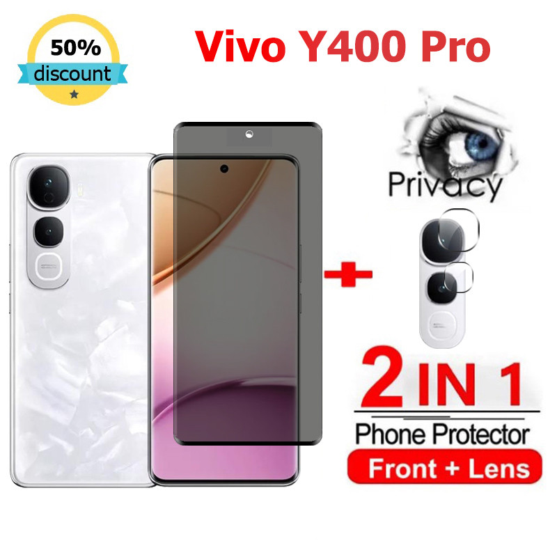 2 in 1 ฟิล์ม Vivo Y400 Pro กระจกนิรภัยความเป็นส่วนตัวสําหรับ Vivo V50 V40 V30 Y400 Y100 V30e Lite V2