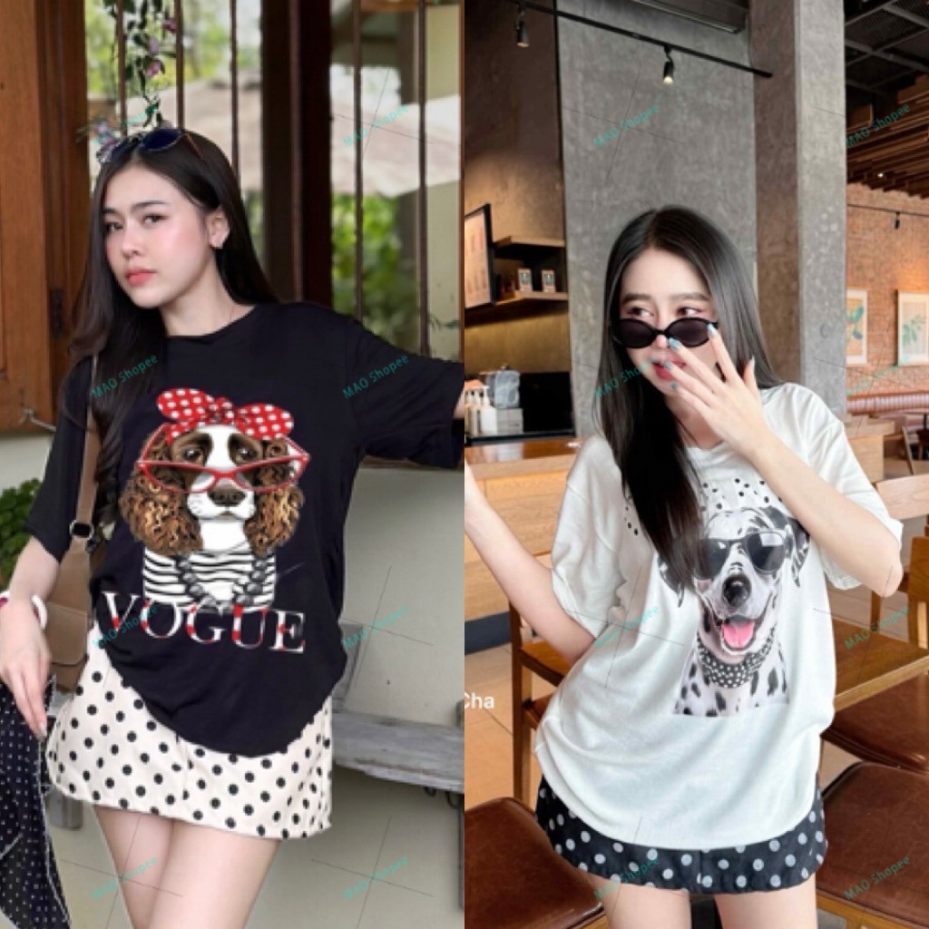 COD (จัดส่งในกรุงเทพฯ) MAO Shop เสื้อผ้าแฟชั่นผู้หญิง เสื้อยืดผ้ายูนิโคล่นิ่ม สกรีนลาย เสื้อยืด cotton100%-A14