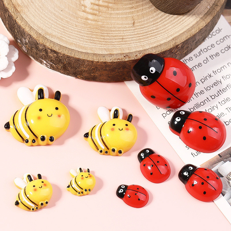 10 ชิ้น/เซ็ตการ์ตูนจําลอง Bee Ladybug ครีมเจลเคสโทรศัพท์ Patch ตู้เย็นวางตกแต่งกาว Backing