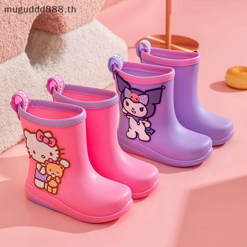 ʚɞmc การ์ตูน Sanrio เด็ก Anti-slip Rain Boots หญิงยางกันน้ํา Rain Boots Kuromi สวมรองเท้าน้ําด้านนอก (dd)