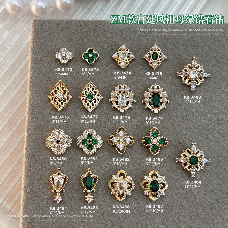 Influencer ขายร้อน Xifei Back to the Palace เล็บเครื่องประดับเพทาย Buchili ยกสี่แฉกโลหะผสม Hollow Diamond