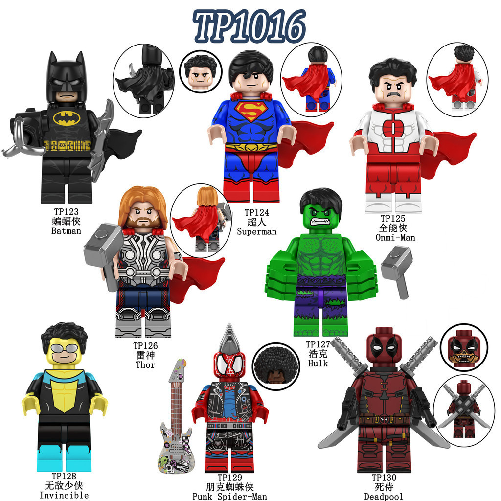 Punk Spider-Man Building Batman Blocks Figures Superman Toy Thor Minifigures