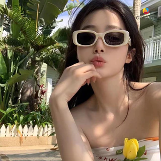 COD🌷แว่นกันแดดกรอบเหลี่ยมเล็กาวินเทจแฟชั่นสไตล์เกาหลีระดับไฮเอนด์ป้องกันรังสียูวีแว่นกันแดดผู้ชายและผู้หญิง-detlyet