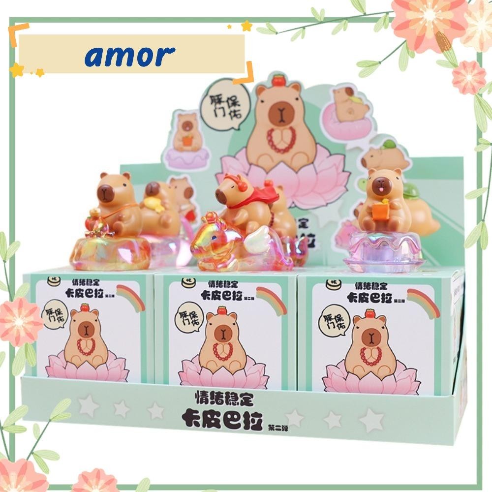 Amor12 Capybara กล่อง,ตัวเลขการกระทํา Mini Capibara Capybara ตุ๊กตา,ตกแต่งรถสัตว์รุ่นหลากสีตกแต่งบ้าน