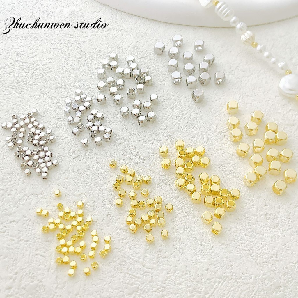 ลูกปัดSpaceItemและของประดิษฐ์ สำหรับสร้อยข้อมือและสร้อยคอมือสอง ขนาดเล็ก ทองคำขาว14K 10U1M0